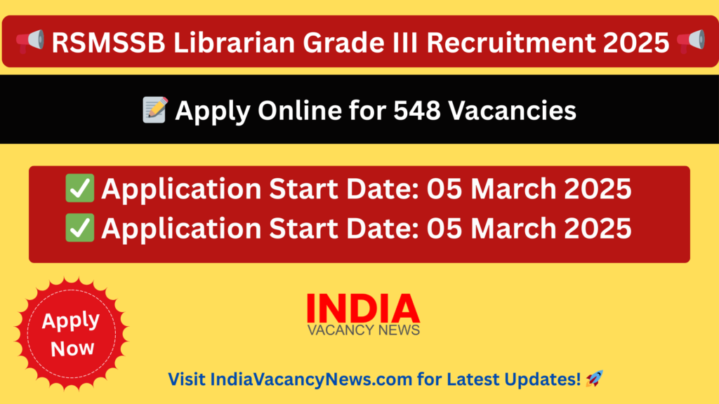 RSMSSB Librarian Grade III Recruitment 2025