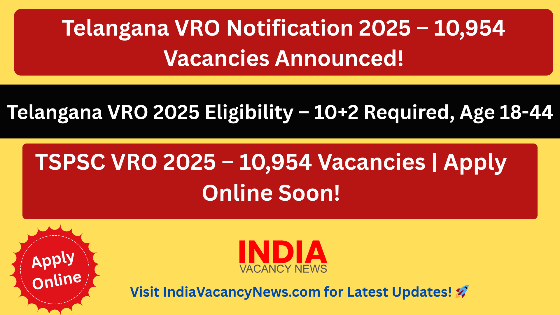 Telangana VRO Notification 2025 Soon For 10954 Upcoming Vacancies